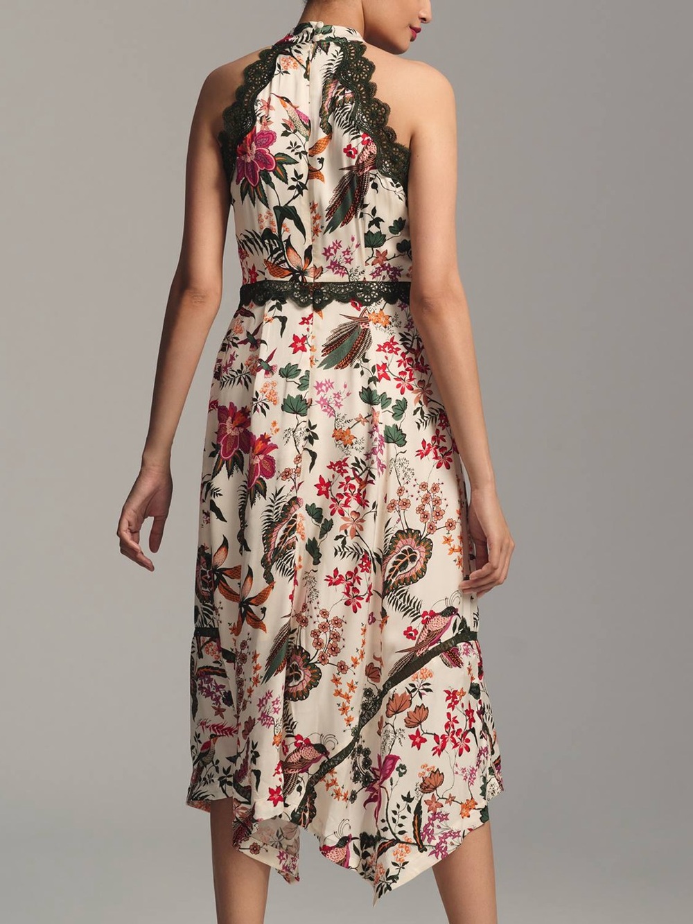 Anthropologie Lace Trim Floral A-Line Dress Pockets Sleeveless Size 6 - Picture 2 of 16